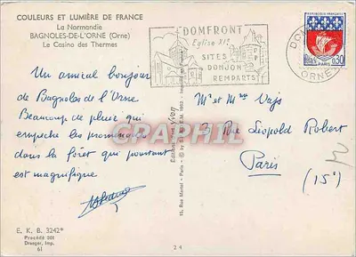 Bagnolles-de-l'Orne — El Casino de los Baños — Ediciones E. K. B. 3242* — Reverso