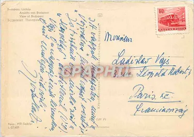 Vista de Budapeste — Ponte das Correntes e Parlamento — MTI Sziklai, n°1-27/651 — Verso