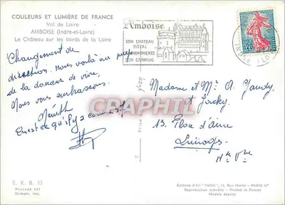 Castelo Real de Amboise — Vale da Loire — Éditions d'Art YVON — Verso