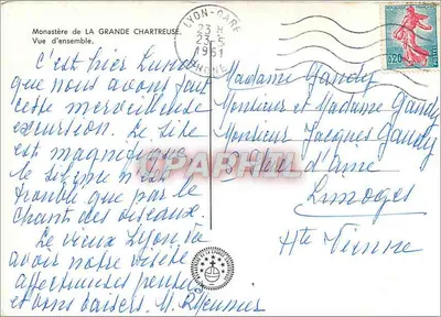 Klasztor Wielkiej Chartreux — Widok ogólny — Wydawca nieznany — Rewers