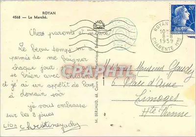 Le Marché de Royan — Royan — Éditeur Cœurs Naturelles, n° 4568 — Verso