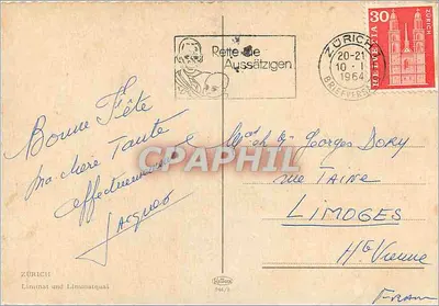 Vista de Zurique — Limmat e Limmatquai — editor Kullack n°946/8 — Verso