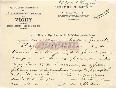Bordeaux - Filial do Estabelecimento Termal de Vichy — Agente A. Trial