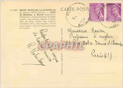 Saint-Nicolas-la-Chapelle — Hotel du Marteray — Wydawnictwo G.-L. Arlaud, nr 2361 — Rewers