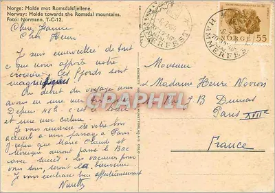Molde — vista sobre os montes Romsdalsfjell — editor Normann, T-C-12 — Verso