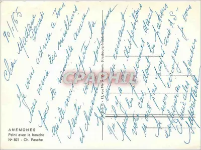 Anemonki — Malowane ustami — Ch. Pasche, N° 827 — Rewers