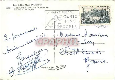 Grenoble — Ponte della Porta di Francia e le Alpi — Edizione d'Arte Andrés' — Verso