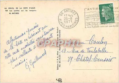 I giardini sui bastioni — 06 ANTIBES — Edizione Y.P.A. Nice — Verso