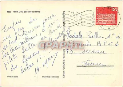 Rolle, nabrzeże i wyspa Harpe — Wydawnictwo Perrochet, nr 5569 — Rewers