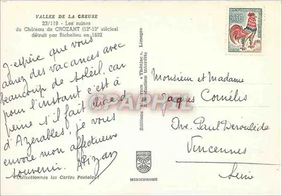 Dolina Creuse — Ruiny Zamku Crozant (XII–XIII wiek) — Wydawnictwo Linhoges, n°23/119 — Rewers