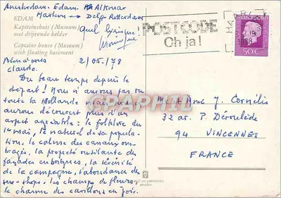 Édam — Kapiteins huis (Museu) com subsolo flutuante — editor desconhecido — Verso