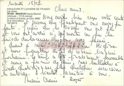 Mont d'Arbois i Mont-Blanc — widok z Megève — Wydawnictwo Jean-Aubert, Paryż — Rewers