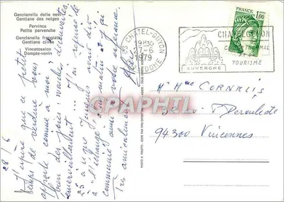 Quatro flores alpinas — Châtel-Guyon, França — Editor Turismo Auvergne — Verso