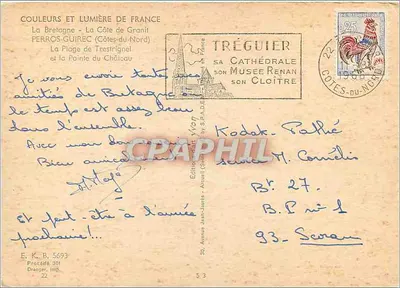 La Plage de Trestriñgel — La Côte de Granit, Côtes-du-Nord — Édition Jean-Jaures, série 53 — Verso