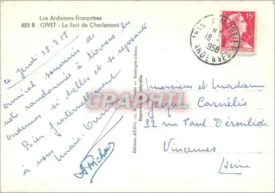 Givet - O Forte de Charlemont — Edições ATMO, n° 652 B — Verso