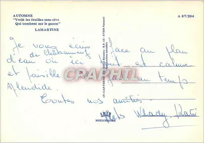 Jesień — liście spadające na trawę — Iris Mexichrome, seria A 87/204 — Rewers