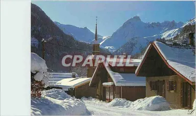 Les Contamines-Montjoie — widok z stacji, z Przełęczą Bonhomme i Górną Agulą Pennaz — wydawca ALP COLOR