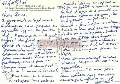 Arredores de SAINT-CLAUDÉ — Curvas de SEPTMONCEL, Chapéu de Policial — Éditions IMAGES DU JURA, n° 336 — Verso
