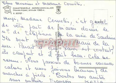 Chantemerle - Serre-Chevalier — panoramische uitzicht en teleféricostation — uitgave door Éditions de l'Économiste, n° 93707 — Achterkant