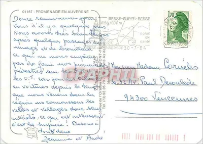 Passeio na AUVERGNE — n° 01167 — Verso