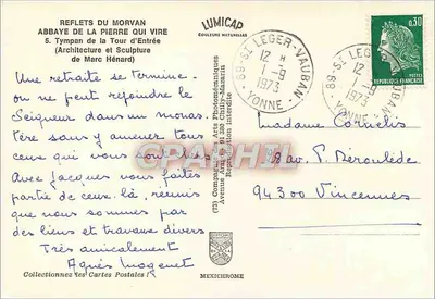 Abbaye de la Pierre qui Vire — Tympans de la Tour d'Entrée — Wydawca IRIS — Rewers