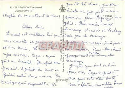 Terrasson (Dordogne) — A Igreja (século XV) — Editor Pierre Artur & Cie, Saint-Herblain — Verso