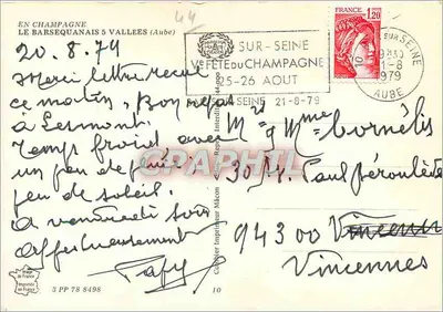 Barséquanais — karta pocztowa turystyczna — Imprimerie Mâcon — Rewers