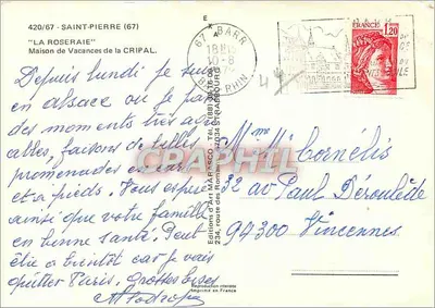 La Roseraie — Casa de Férias da Cripal — Éditions d'Art d'Arascope — Verso
