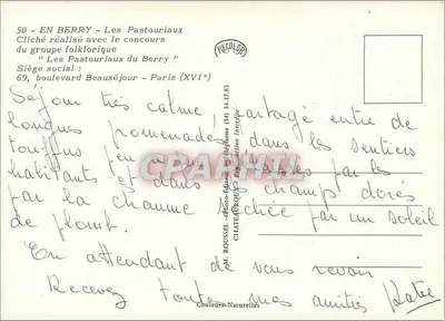 Os Pastouriaux do Berry — Série 50 — Editor RECO — Verso