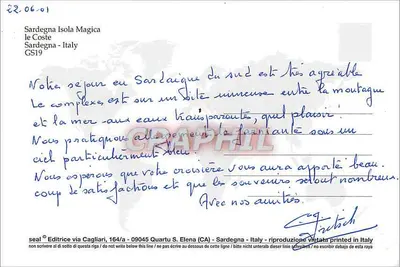 Sardegna — Ilha Mágica — Verso