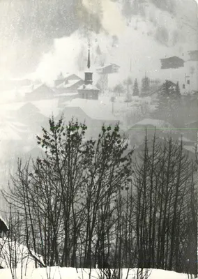 Zamieć w wiosce Contamines — widok zimowy — Philippe Giet, n° 74