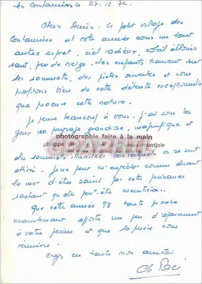 Zamieć w wiosce Contamines — widok zimowy — Philippe Giet, n° 74 — Rewers
