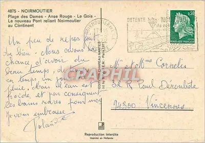 Noirmoutier — vue panoramique avec pont, phare et plage — Éditions Chapeau — Rewers