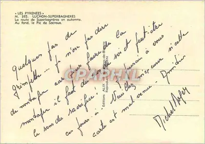 Os Pirineus — Estrada de Superbagnères no outono — Éditions Alix-Barnières, n° 385 — Verso