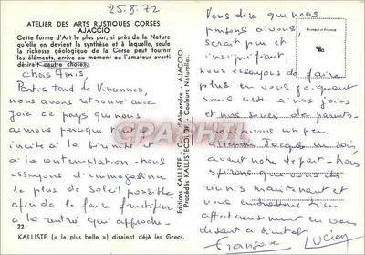 Forma d'Arte — Atelier des Arts Rustiques Ajaccio — Éditions Kalliste — Verso