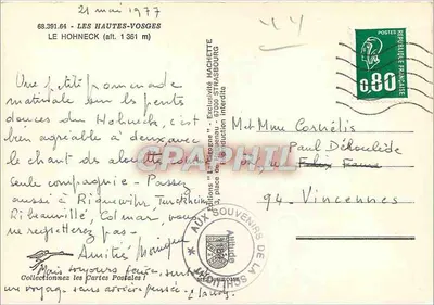 Hohneck — Wysokie Vosgi — Wydawnictwo 'La Région' Hachette — Rewers