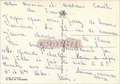 Jesienne wyobrażenia — most nad strumieniem — Wydawnictwo Images de France, LE BOIS DE VINCENNES — Rewers
