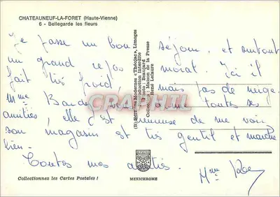 Châteauneuf-la-Forêt — Bellegarde les Fleurs — Edições Modernas « Théâtres, Limoges » — Verso