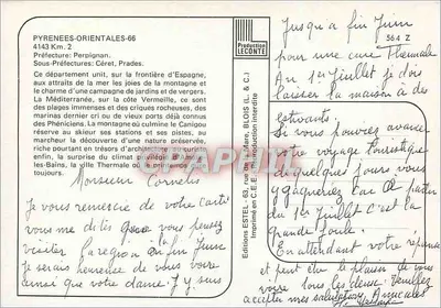 Pyrénées-Orientales — Kartka turystyczna z mapą i zdjęciami miejsc — Wydawnictwo Blois — Rewers