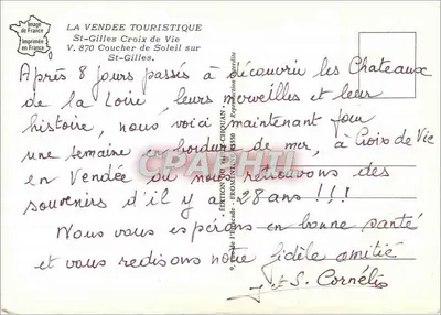 St-Gilles-Croix-de-Vie — Puesta de sol sobre el río Loira — Edición de l'Imagerie de l'École de la Vendée — Reverso