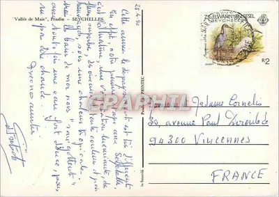 Vale de Maïe — Praslin — Seychelles — Produzida por PRINTEC — Verso