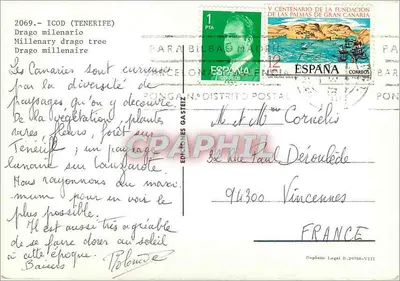 Drago milenar — Tenerife — Éditions Gasteiz n°2069 — Verso