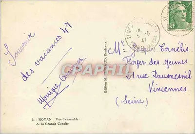 Royan — Ogólny widok Grande Conche — Wydawnictwo M. BERNIAUD, Bordeaux — Rewers