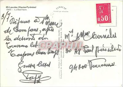 Lourdes (Hautes-Pyrénées) — Bazylika — wydanie CAP — Rewers