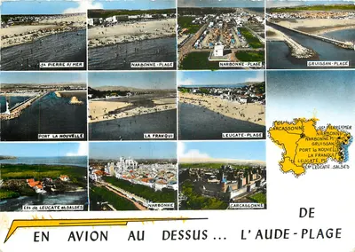 Vue aérienne de la côte de l'Aude — Port La Nouvelle, Narbonne, Leucate, Gruissan — Édition LAPIE