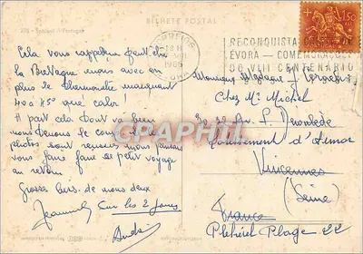 Widok z lotu nad portem w Évorze — Portugalia — wydawca nieznany, nr serii 228 — Rewers