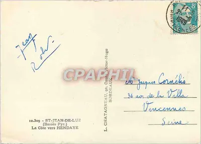 La Côte vers Hendaye — Saint-Jean-de-Luz — Éditeur Elcée — Verso