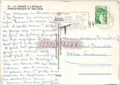 La Vendée w epoce prehistorycznej i celtyckiej — Artaud Frères, Wydawcy — Rewers