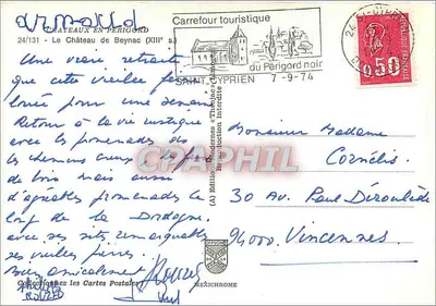 Zamek Beynac — Périgord czarny — Wydawnictwo Modernes & Graphiques — Rewers