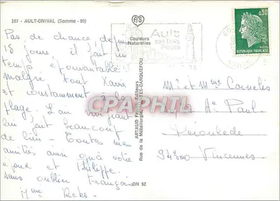 AULT-ONIVAL — Suas praias, suas falésias — Artaud la Métallurgie, n°107 — Verso
